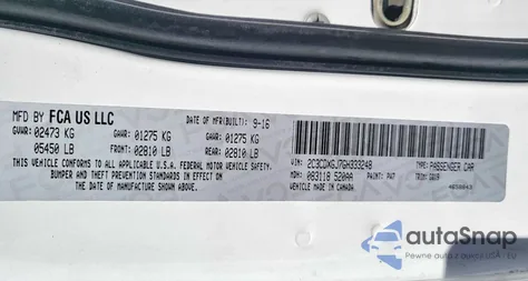 2016 Dodge Charger R/T Scat Pack z USA, uszkodzony, nr VIN 2C3CDXGJ7GH333248